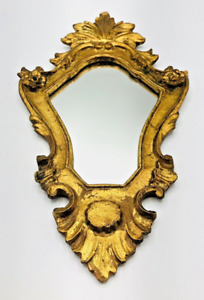Vintage Gilded Gilt Wood Wall Hanging Mirror Baroque Florentine Italy 13 5 Art