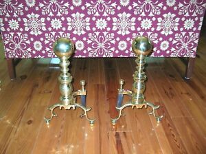 Va Metalcrafters Harvin Jenkintown Brass Andirons For Gas Fireplaces