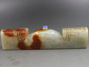 Vintage Chinese Hand Carved Jade Snuff Bottle Exquisite Craft Tiger Ruyi 11651