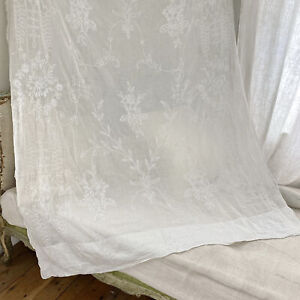 77x 50 Tambour Unique Handmade Cornely Antique Lace Curtain Drape Chateau Bed W