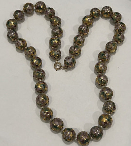 Antique Vintage Chinese Cloisonne Bead Necklace