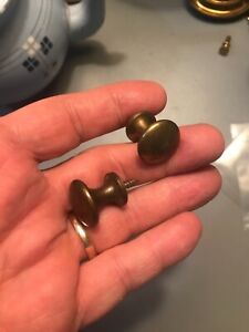 Rare 19th Century Solid Brass Small Federal Style Original Knobs Per Knob