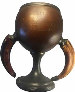 Antique Copper Loving Cup Trophy 2 Tusk Handled Inscribed One Mile Run 1909