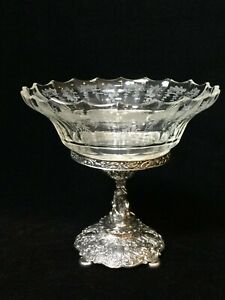 Antique 800 Silver Germany Centerpiece With Glass Bowl 7 1 4 Tall 7 3 4 Wide