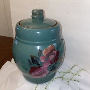 Vintage Crock Stoneware With Lid 1 Gallon Cookie Jar Farmhouse Primitive Style