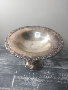 Vintage Silver Plated Compote Serving Bowl With Floral Edge Detailing