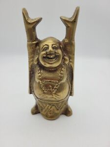 Vintage Happy Buddha Statue Figurine Brass