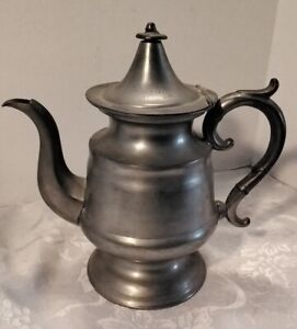 Antique Silver Metal Coffee Tea Pot Circa 1850 S H B Ward Wallingford Ct
