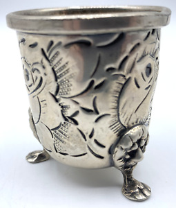 Baldwin Miller Hand Chased Sterling Silver Lion Head Footed Toothpick Holder