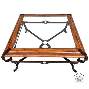 Adnet Hermes Style Coffee Table Equestrian Ranch Rustic