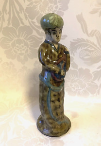 Antique Middle Eastern Pottery Painted Musician Sculpture