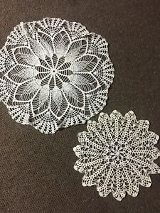 Vintage Crocheted Doilies 17 Inch And 12 Inch