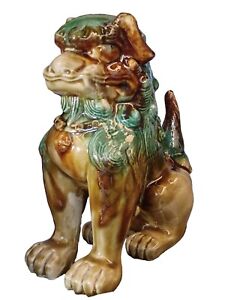 Asian Chinese Ceramic Foo Dog Sculpture Guardian Jingdezhen Handpainted 9 