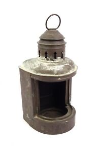 Antique Vintage Brass Nautical Ship Boat Lantern No Glass Or Oil Lamp
