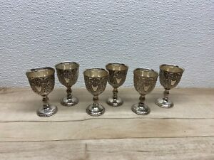 Vtg Raimond Set Of 6 Silver Plate Liquer Or Wine Goblets Cups Made In Japan