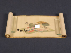 Nw5670 Hand Scroll Glamorous Moments Shunga Erotic Painting Meiji Taisho Era