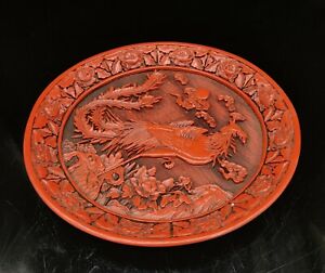 Decorative Chinese Lacquer Ware Handmade Exquisite Phoenix Plate 18593