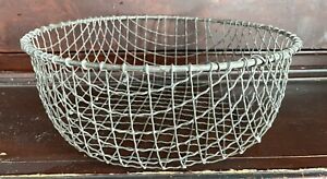 Handsome Vintage Wire Veg Basket Krinkled Wire Possibly American Circa 1900