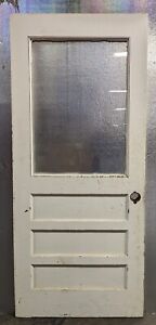 32 X80 Antique Vintage Salvaged Solid Wood Wooden Entry Door Window Wavy Glass