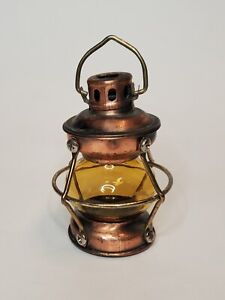 Small Copper Anchor Light Lantern Yellow Glass 3 5 Vintage Nautical Decor