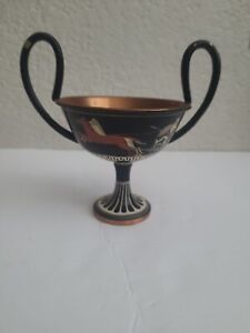 Enameled Copper Greek Trophy Chalice Cup Makers Mark Numbered 295 Greece Hand P