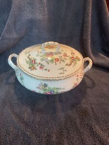 Vintage Crown Staffordshire England Pagoda Covered Serving Casserole Dish