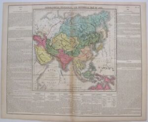 Original Hand Colored 1821 Map Asia Persia India China Turkey Siberia Tartary