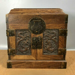10 Old Chinese Huanghuali Wood Dynasty Dragon Storage Box Drawer Cupboard Gift