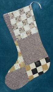 Antique Vintage Cutter Quilt Christmas Stocking Amazing Hand Quilting 21 47