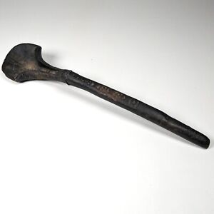 Antique Large Primitive Native Colonial Hand Carved Wooden Spoon Ladle Oldrepair