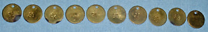 Nos 10 Antique Brass Coal Miners Number Tags Varying Numbers Nos Lot 8