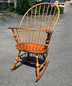 Vintage D R Dimes Windsor Armchair Rocker Handmade Of Maple Pine And Hickory