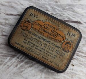 Antique Layman S Cascara Quinine Tin Medicine Can Spencer Indiana Laxative Usa