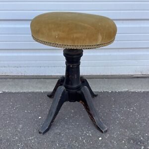 Antique Victorian Piano Stool With Wooden Base Nice Paint 1887