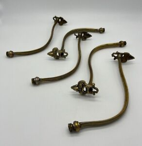 5 Antique Solid Brass Gasolier Gas Light Lamp Fixture Arms Piping Art Nouveau