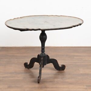 Original Black Painted Rococo Tilt Top Tea Table Sweden Circa 1820