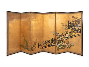 Japanese A Pair Edo Hand Painted Folding Screen Part Two Left 