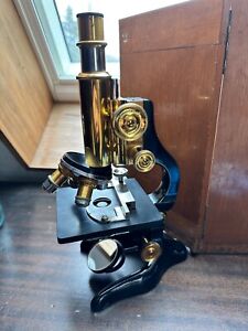 Antique Brass Microscope Ernst Leitz Wetzlar 265725 Germany C1928 Case More
