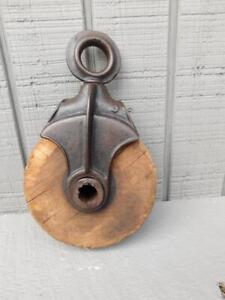 Antique Vintage V W Wood Metal 4 Rb Block And Tackle Pulley Nautical Home Shop