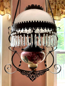 Vintage Hanging Climax Oil Lamp Bradley Hubbard Style Chandelier Electrified