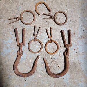 Antique Steelyard Balance Hooks For Pea Scale Hand Forged Iron