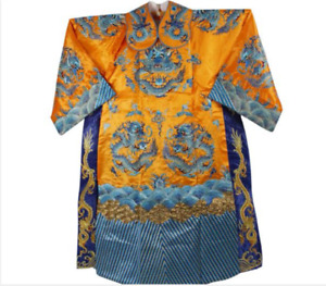 Chinese Qing Dynasty Emperors Formal Dress Embroidery Dragon Design Dragon Robe