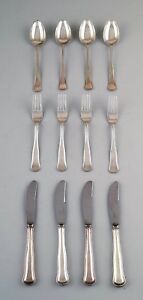 Cohr Old Danish Silver Cutlery For 4 P A Total Of 12 P 