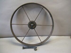 Antique Planet Jr Cast Iron Round Hopper Seeder Front Wheel W Axle 16 1 2 