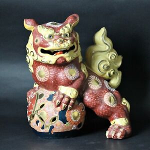 Vtg Japanese Kutani Foo Dog Lion Shishi Statue 3 6kg From Japan A633