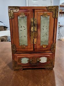 Antique Chinese Jewelry Box With Jade