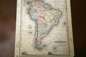 1868 Francis Mcnally Original Antique Atlas Map Of South America Handcolored