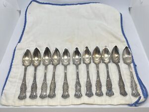 Antique Wm Rogers Son Aa Silverplate Oxford Grapefruit Spoon Set Of 11