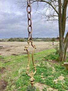 Old French Antique Decorative Brass Curtain Cistern Pull