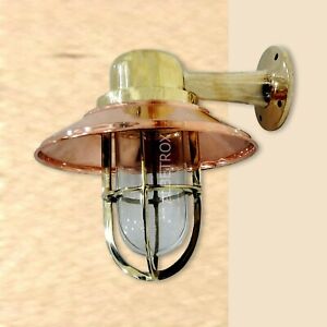Nautical Arched Bulkhead New Brass Wall Sconce Ship Light With Copper Shade